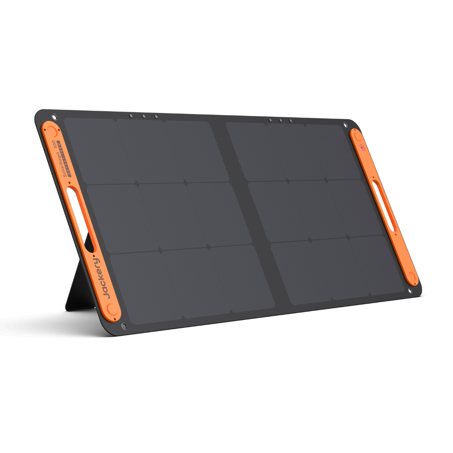 Solar panel with orange accents on a white background