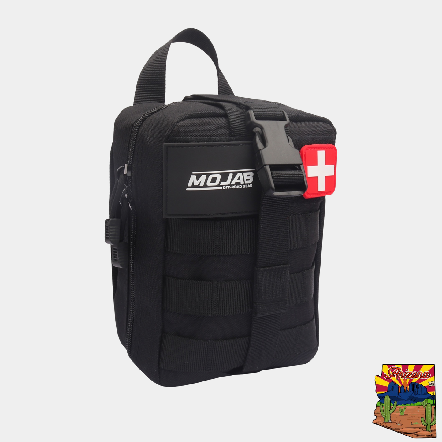 Black tactical pouch with 'MOJAB' branding on a white background