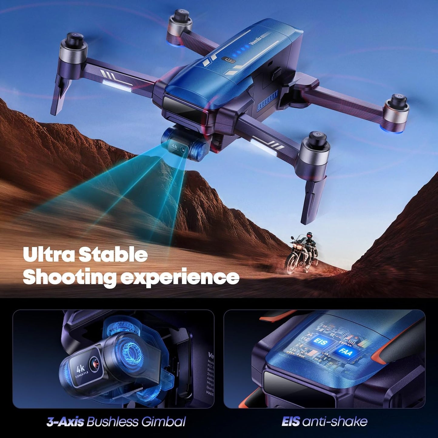 Drone V11PRO with 8K Camera for Adults, 3-Axis Gimbal Drones with 4K/30fps Video (AMERICAN)