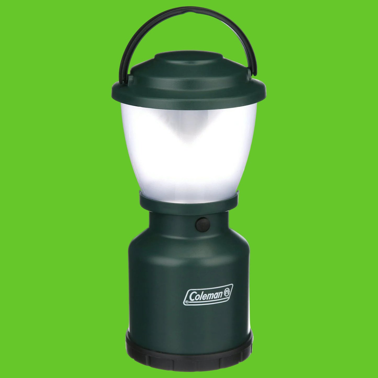 Green Coleman lantern on a white background