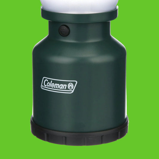 Side view Coleman camping lantern green