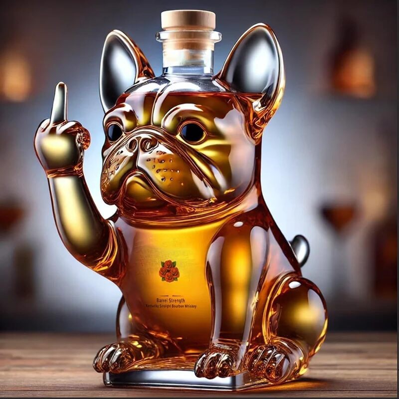 Whisky Glass Decanter 10O oz Funny Finger Duck/Turtle/Dog (AMERICAN)