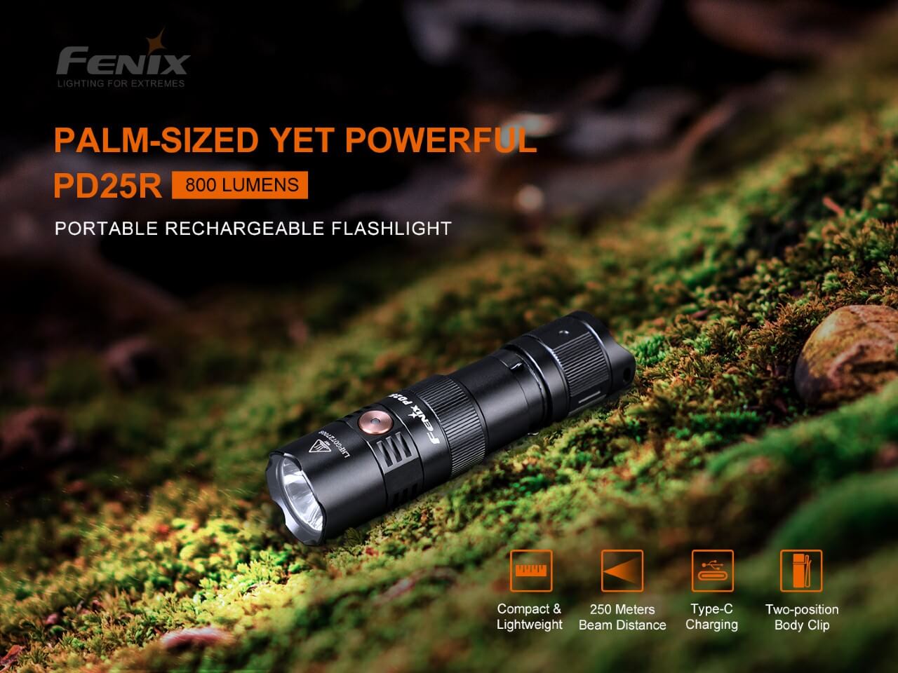 Flashlight PD25R Rechargeable LED by Fenix