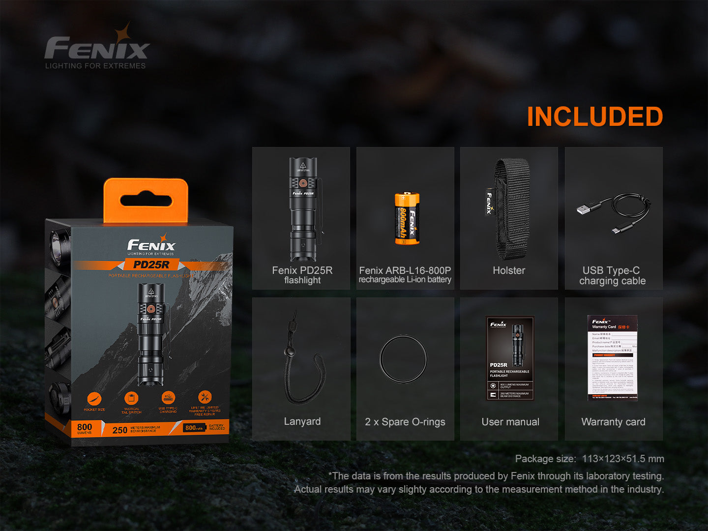 Flashlight PD25R Rechargeable LED by Fenix