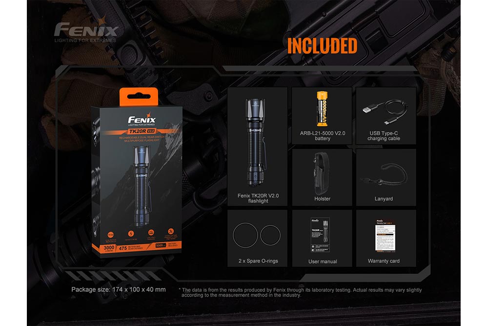 Flashlight LED TK20R V2.0 Rechargeable/Waterproof - 3000 Lumens by Fenix