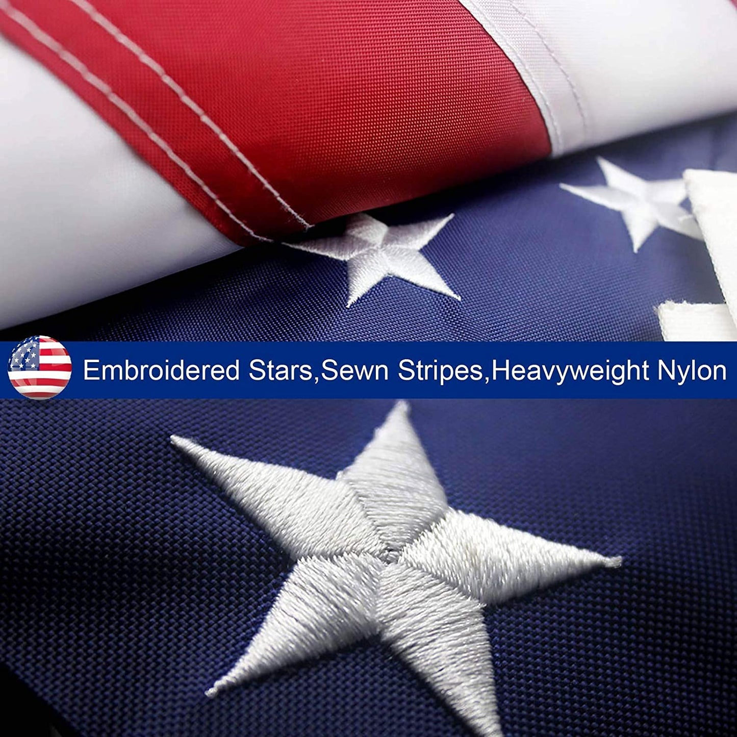 American Flag Embroidered Stars Heavy Duty Outdoor (AMERICAN)