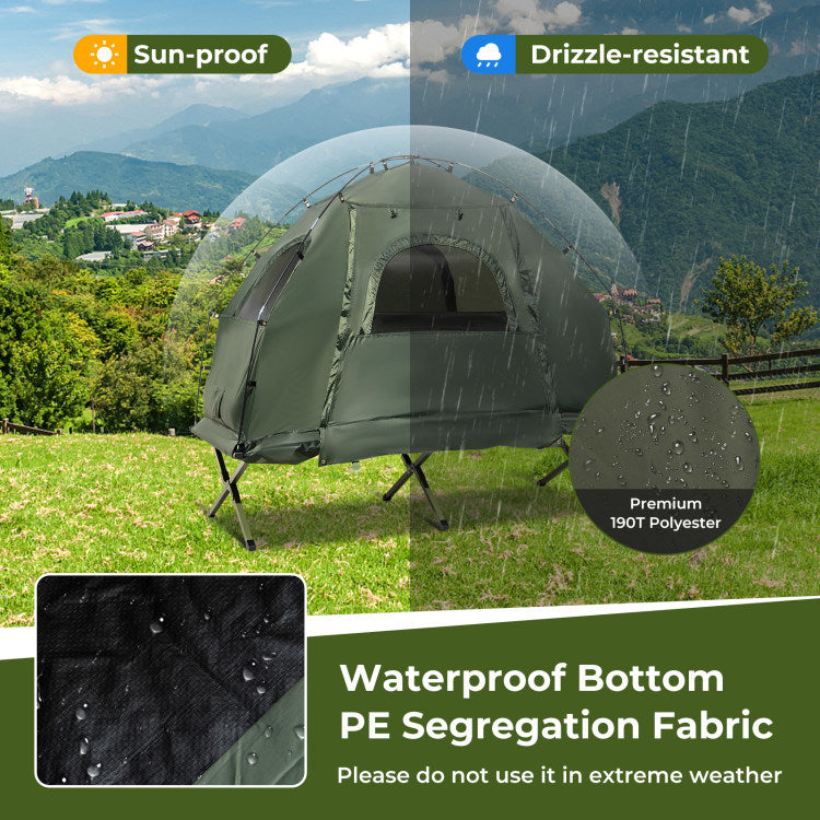 Tent with Sunshade and Air Mattress-1-Person Folding Camping (AMERICAN)