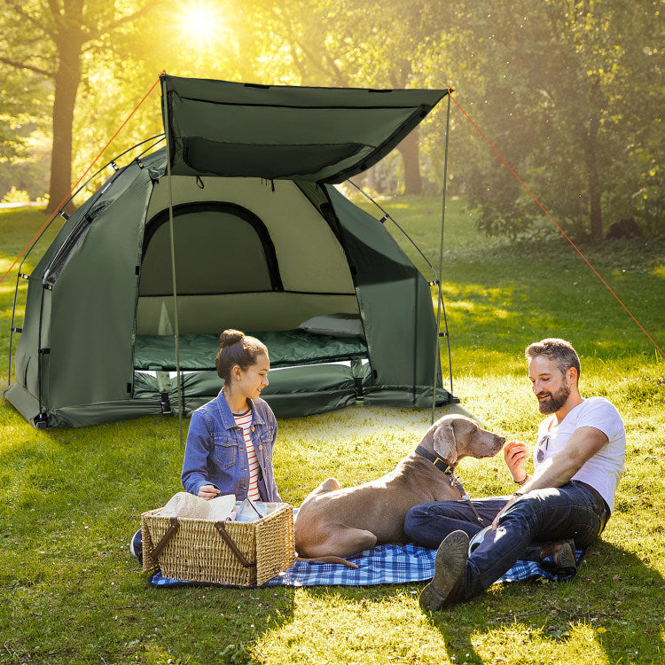 Tent with Sunshade and Air Mattress-1-Person Folding Camping (AMERICAN)