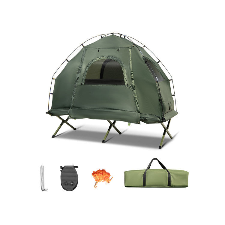 Tent with Sunshade and Air Mattress-1-Person Folding Camping (AMERICAN)