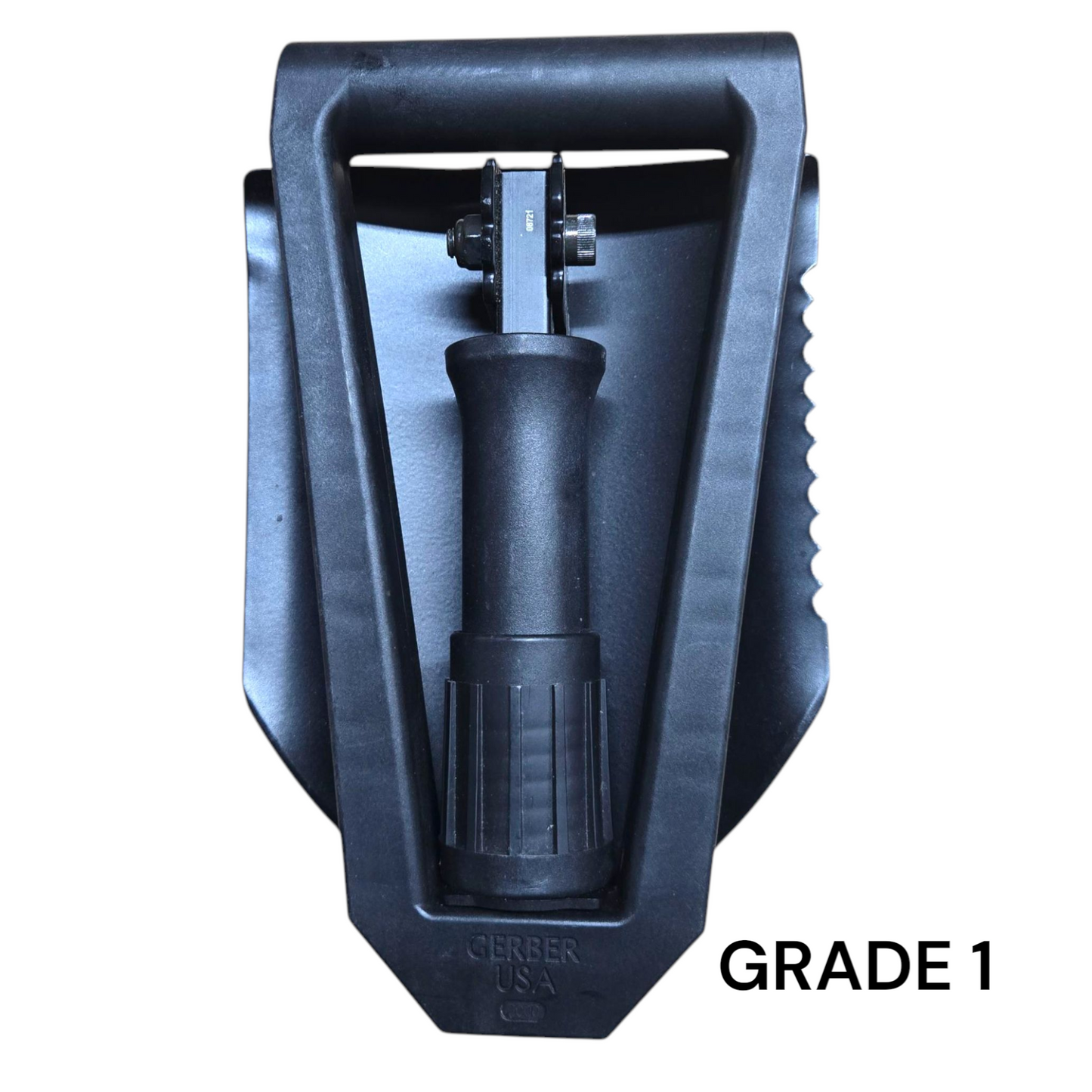 Black folding knife with 'Gerber' branding on a white background