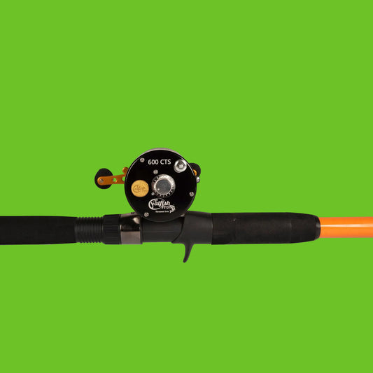 Fishing rod with reel on a white background Paws A Lot website