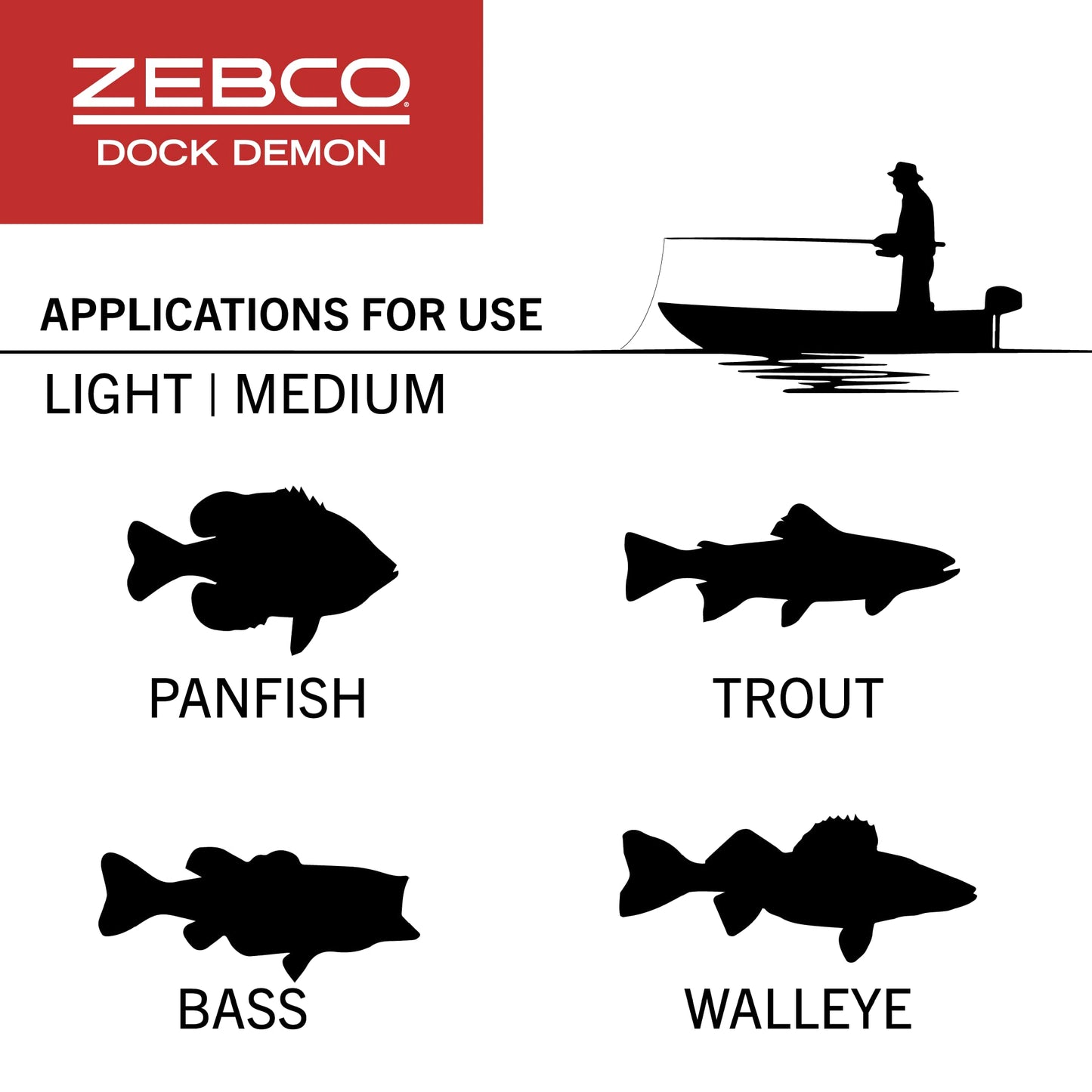 Fishing Rod Combo, Spinning Reel or Spincast Reel  "Dock Demon" by Zebco (AMERICAN)