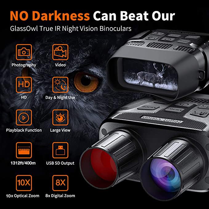 Night Vision Goggles - 4K UHD/Infrared with 4"/3" HD Screen and 32GB Memory Card by GTHUNDER (GERMAN)