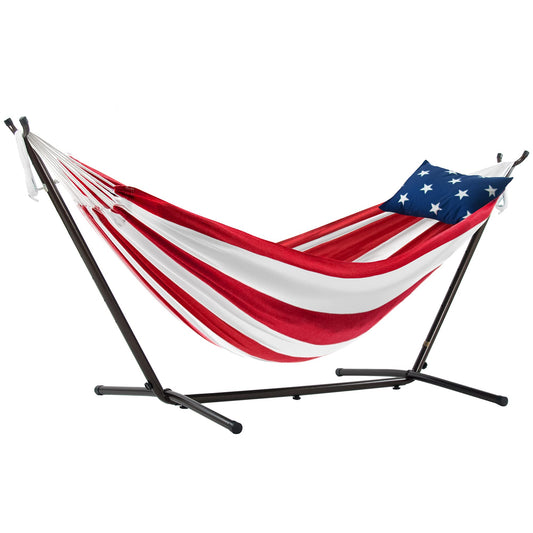 Hammock (Dbl. Cotton) w/ Steel Stand, by Vivere (AMERICAN)