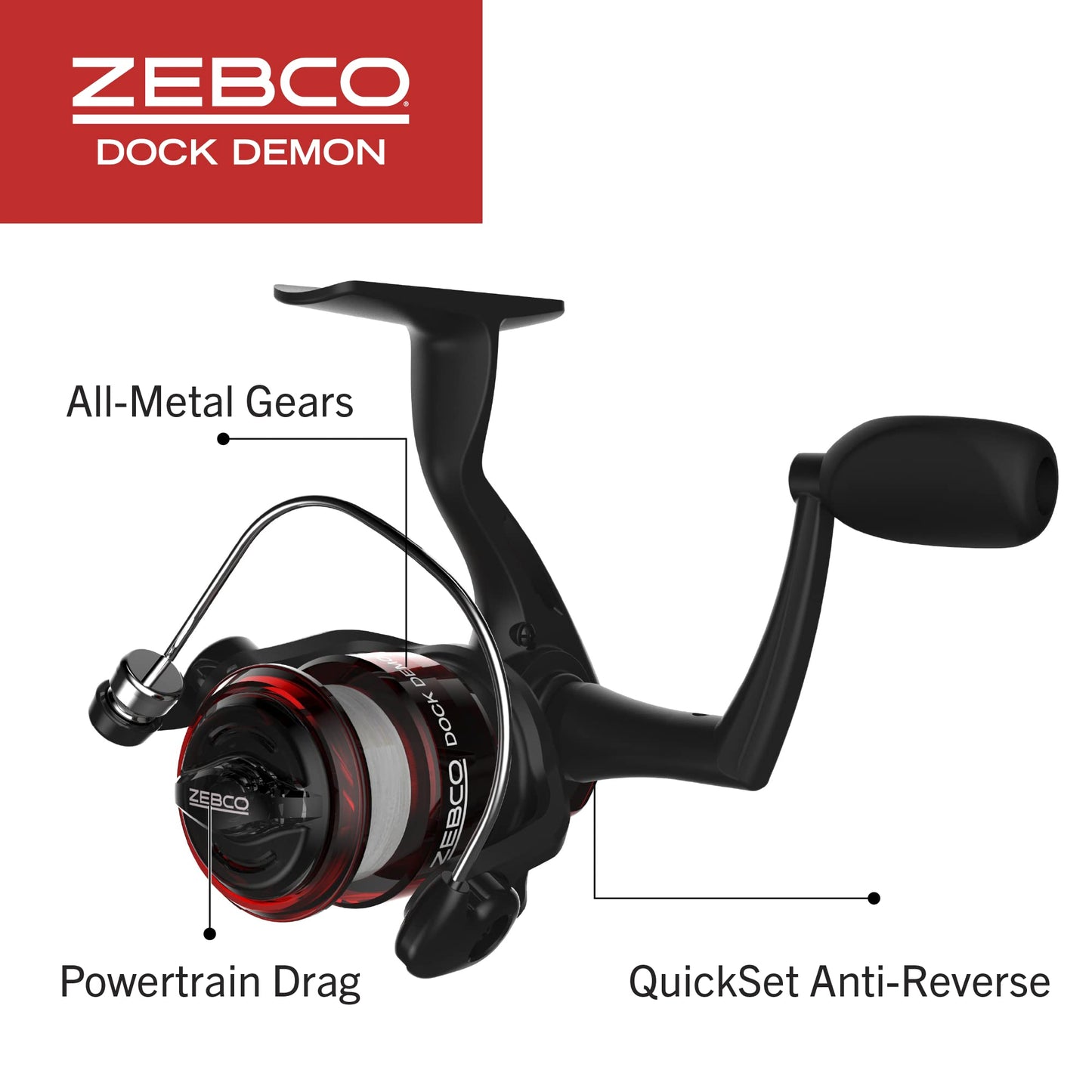 Fishing Rod Combo, Spinning Reel or Spincast Reel  "Dock Demon" by Zebco (AMERICAN)