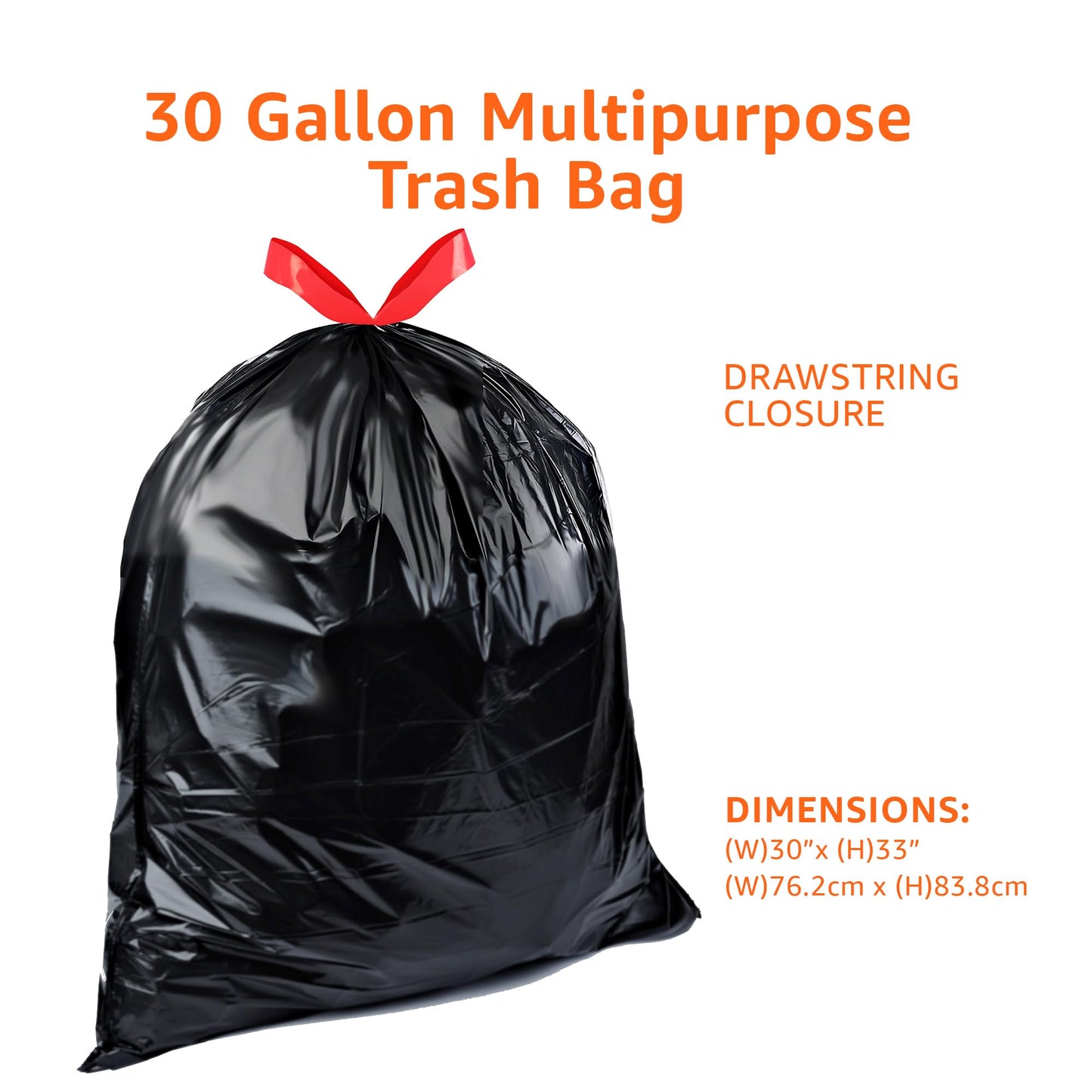 Amazon Basics Multipurpose Drawstring Trash Bags, 30 Gallon 20 & 50 Count (AMERICAN)