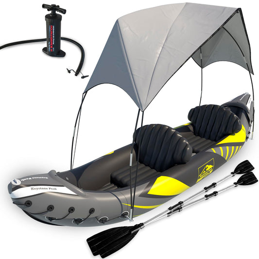 Kayak (Inflatable) with Sun Canopy (Detachable) by Keystone Peak (AMERICAN)