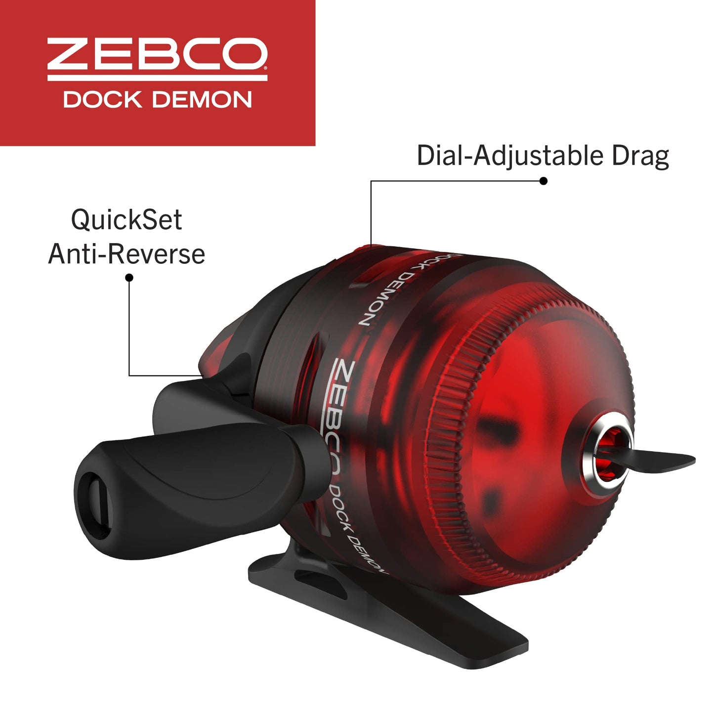 Fishing Rod Combo, Spinning Reel or Spincast Reel  "Dock Demon" by Zebco (AMERICAN)