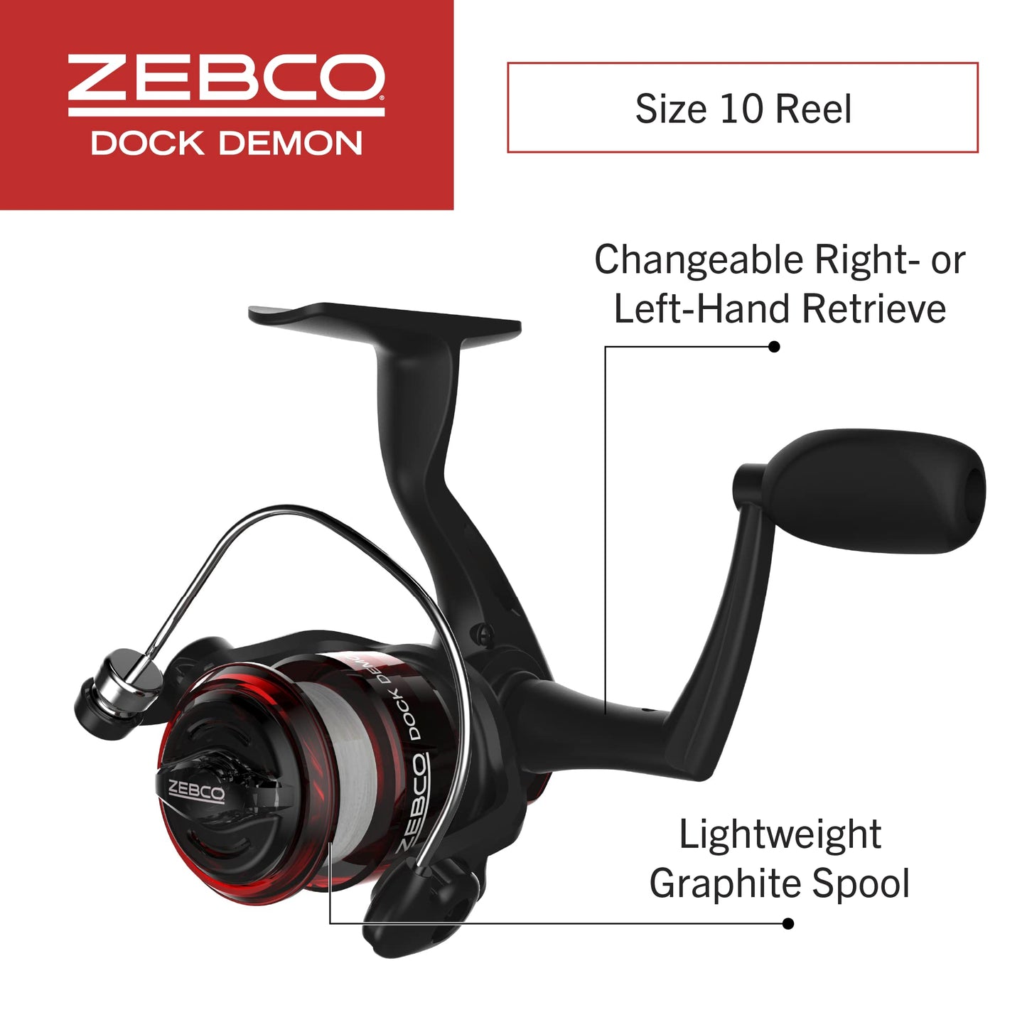 Fishing Rod Combo, Spinning Reel or Spincast Reel  "Dock Demon" by Zebco (AMERICAN)