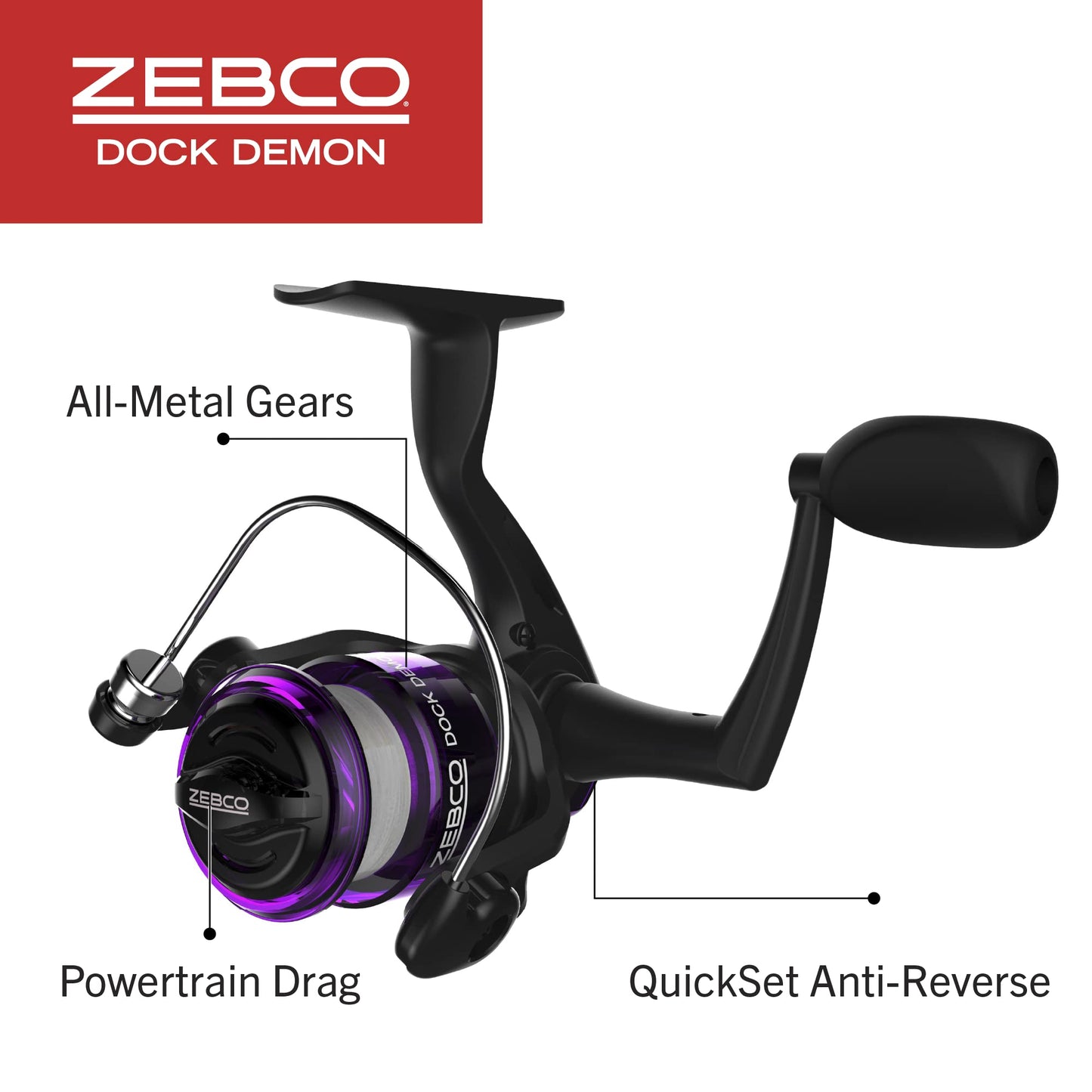 Fishing Rod Combo, Spinning Reel or Spincast Reel  "Dock Demon" by Zebco (AMERICAN)