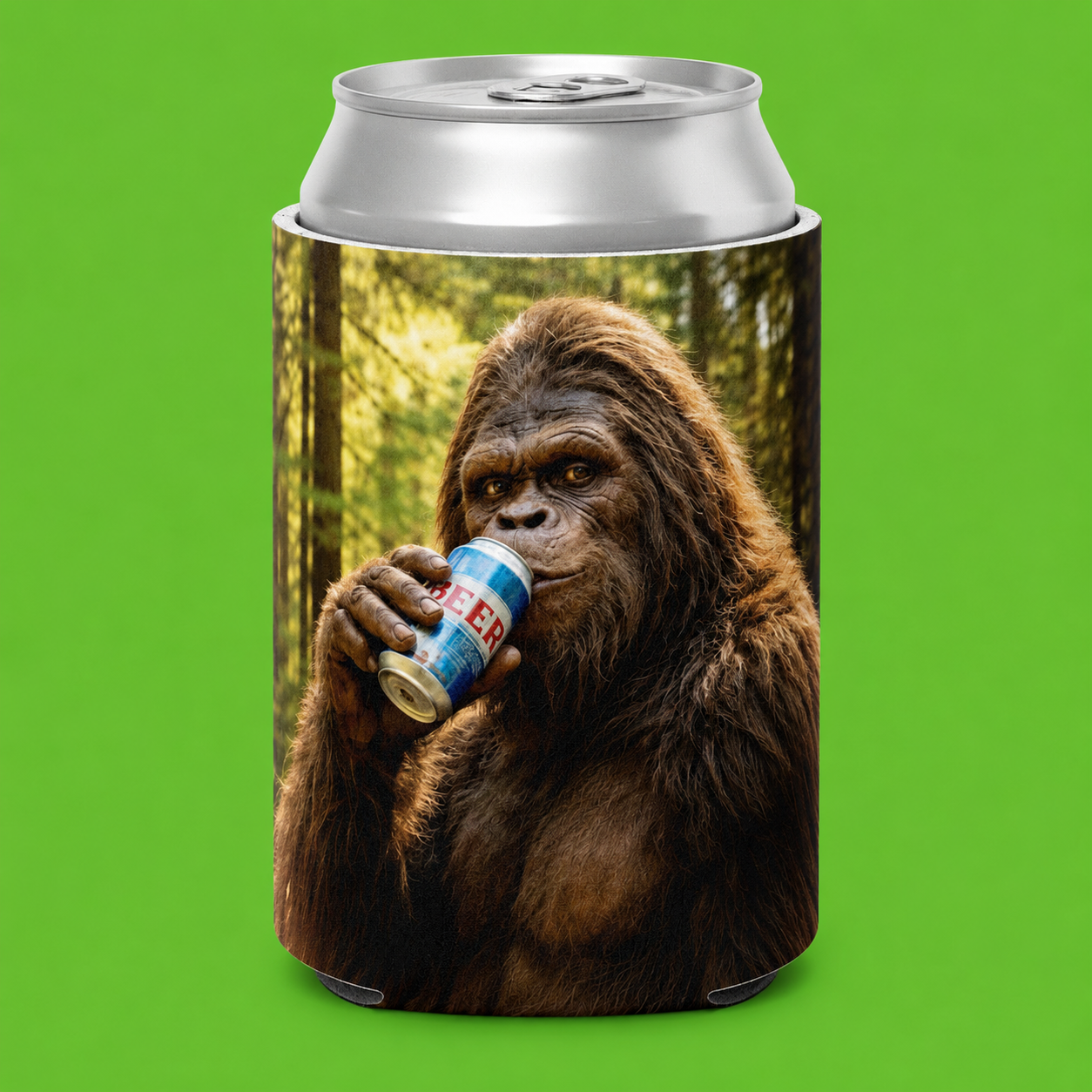 Bigfoot Sasquatch Can Cooler – Insulated Koozie for Camping & Outdoor Adventures