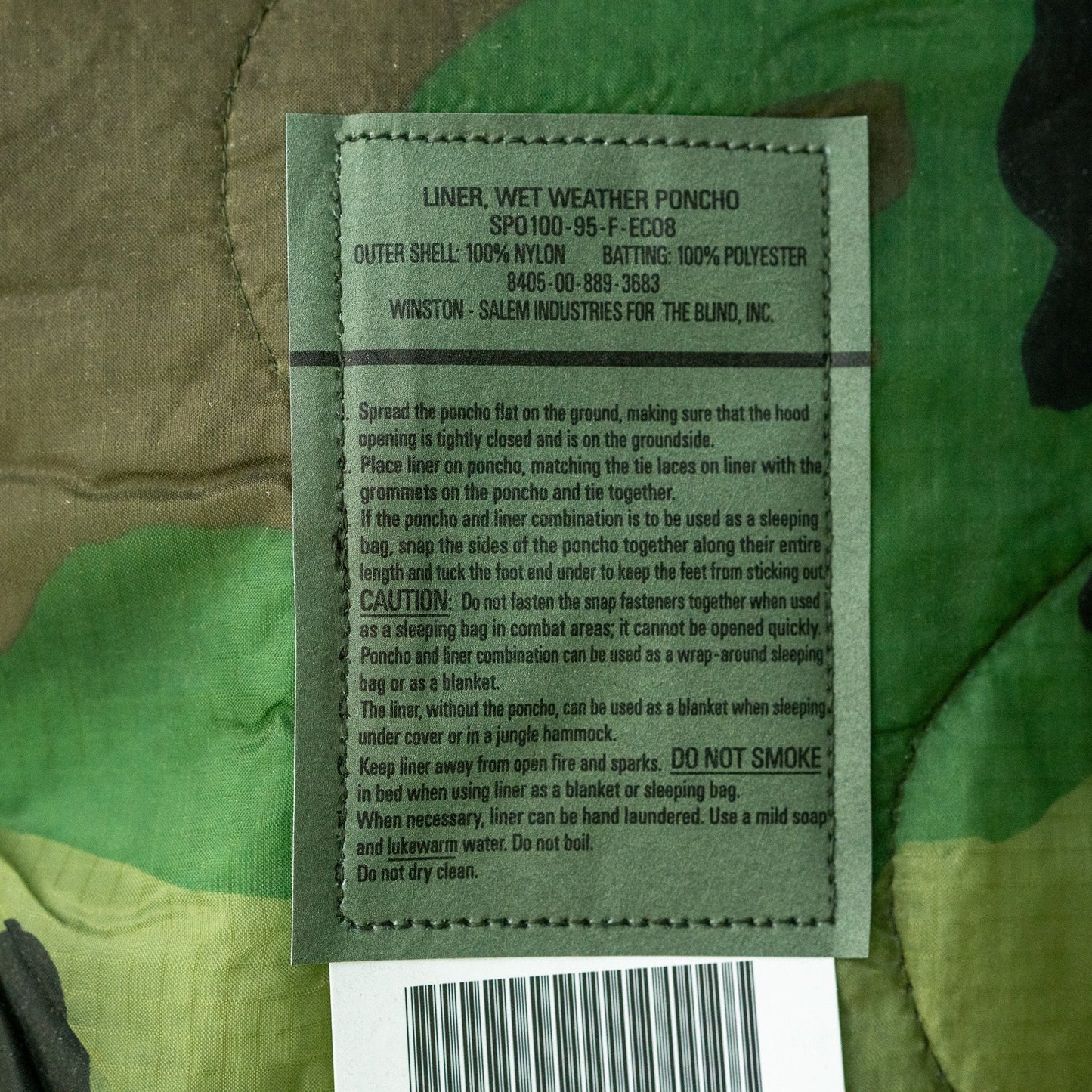 BLANKETS: Unissued USGI M81 Woodland Poncho Liner/Woobie