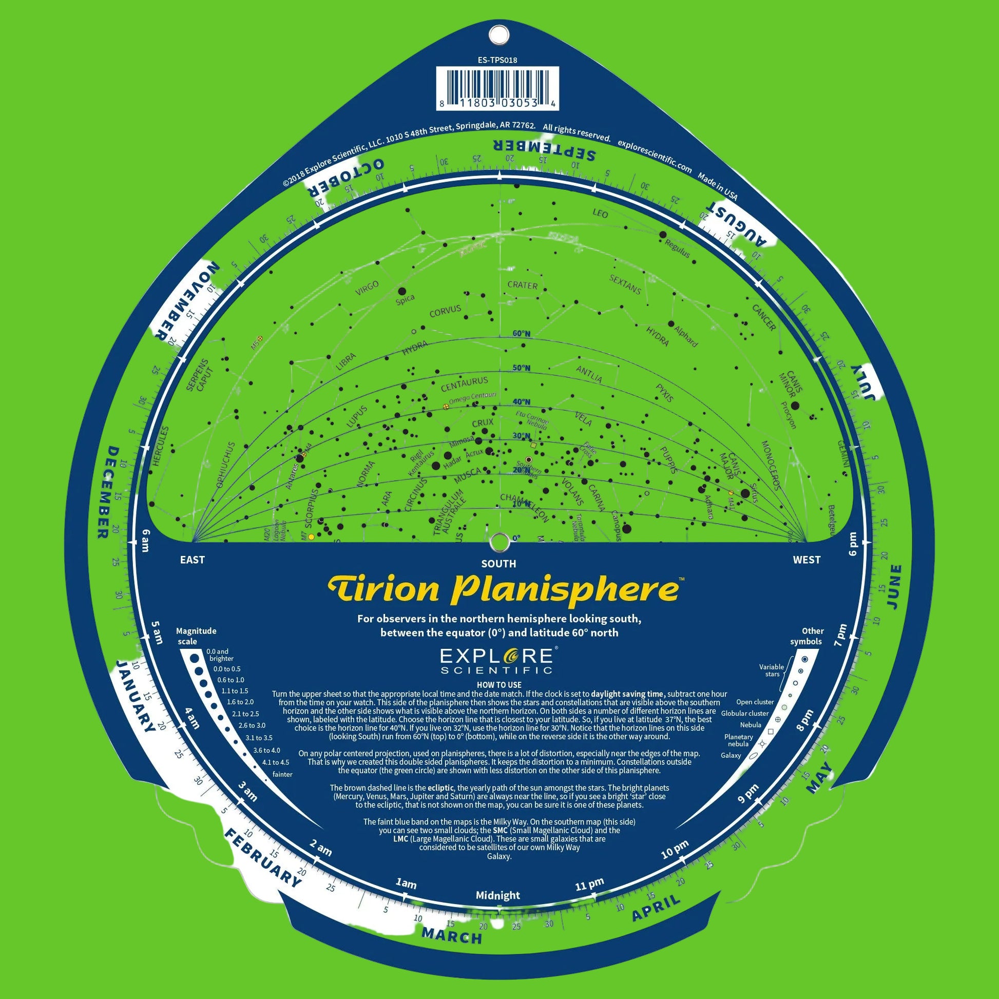 Tirion Planisphere with star map design on a white background