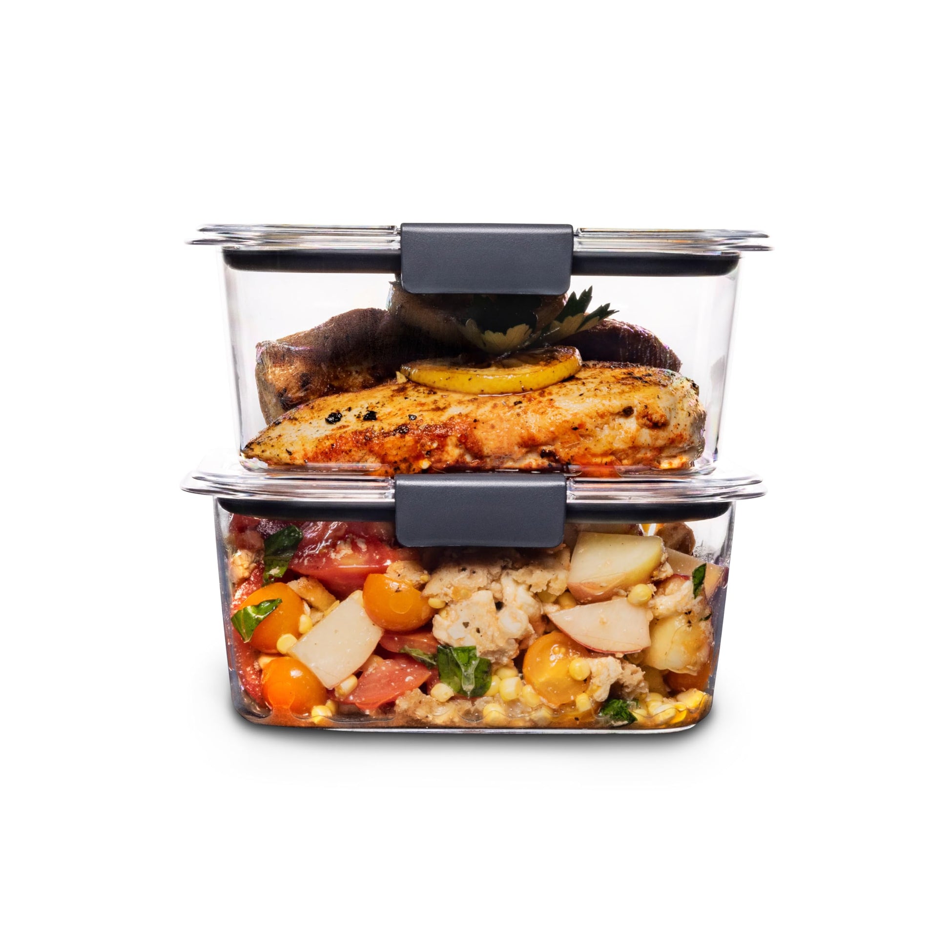 Rubbermaid Brilliance airtight food storage containers are built with secure latches on each piece, so you can transport your favorite foods mess-free—even soups, stews, and sauces.
