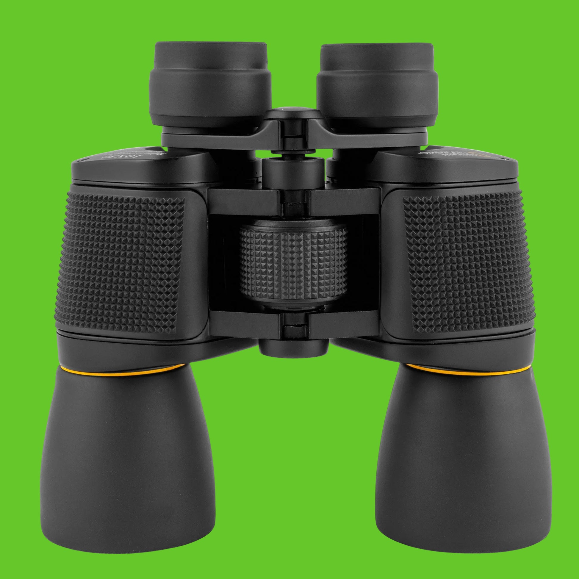 Black binoculars on a white background