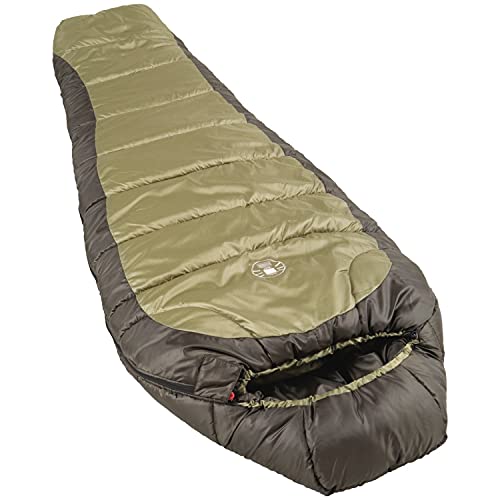 COLEMAN SLEEPING BAG MADE IN USA DARK AND LIGHT GREEN COVERS HEAD