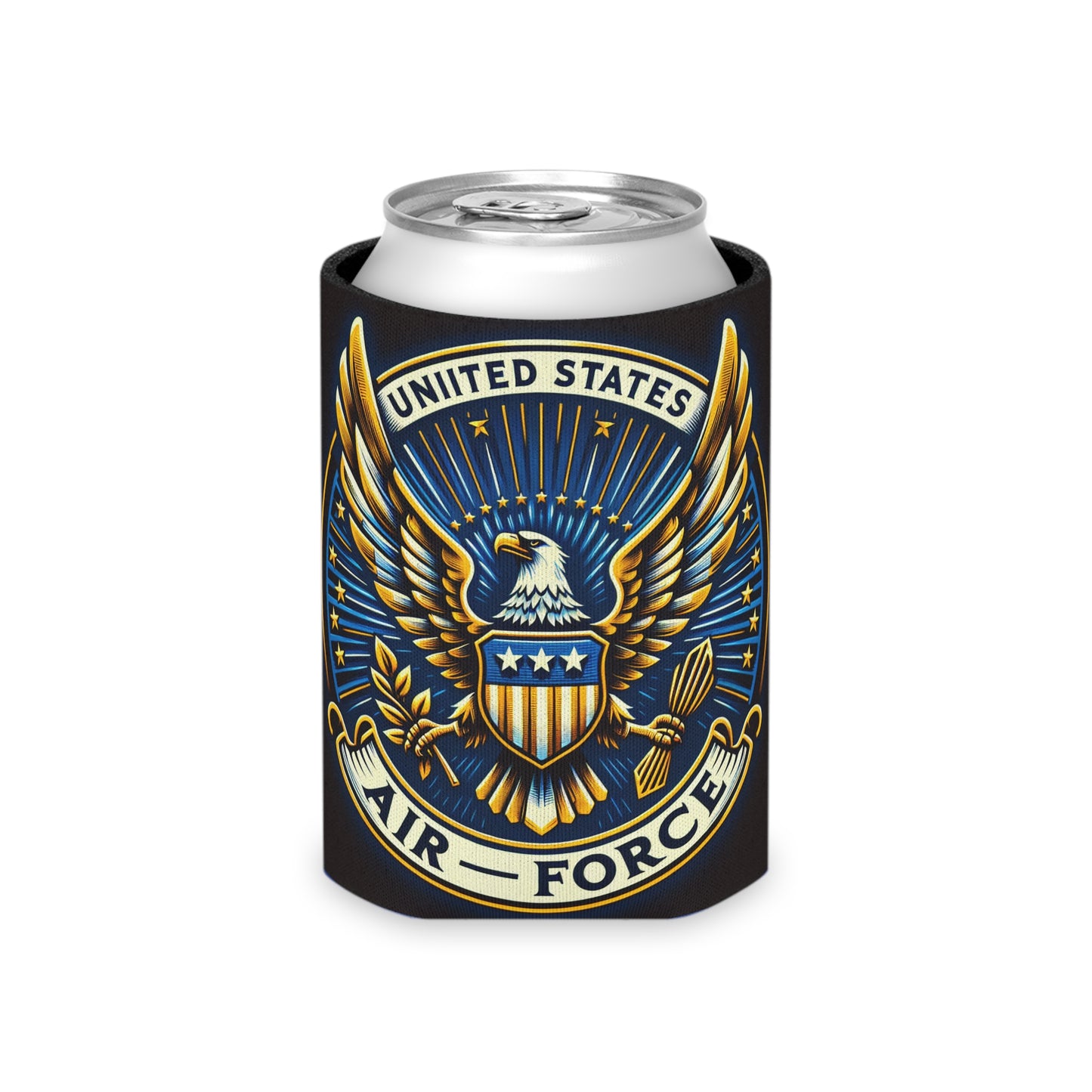 BEER NOT INCLUDED!!!

Outside: 100% dark blue polyester
Inside: 100% black soft foam liner
Edge-to-edge print
Size options: Regular Can (3.5'' x 4.3'') and Slim Can (3.5'' x 6'')