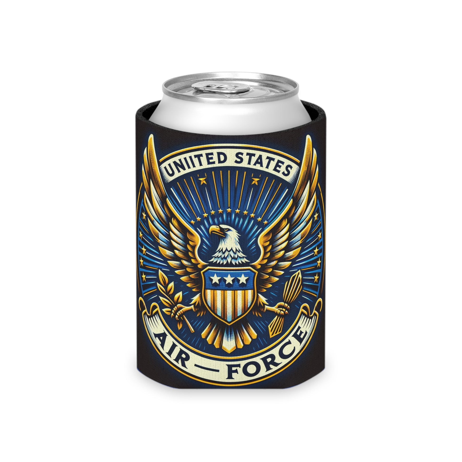 BEER NOT INCLUDED!!!

Outside: 100% dark blue polyester
Inside: 100% black soft foam liner
Edge-to-edge print
Size options: Regular Can (3.5'' x 4.3'') and Slim Can (3.5'' x 6'')