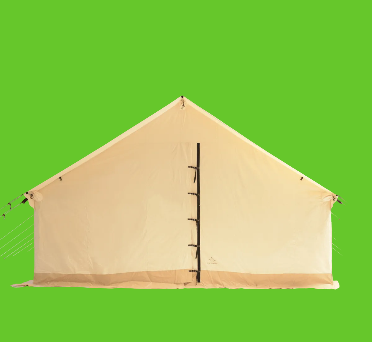 Beige camping tent with a ladder on a white background