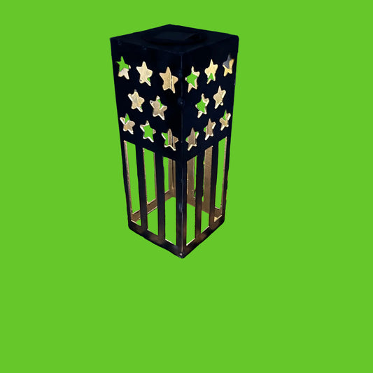 American Patriotic USA Flag Steel Solar Luminary Lantern | 10.5 in.