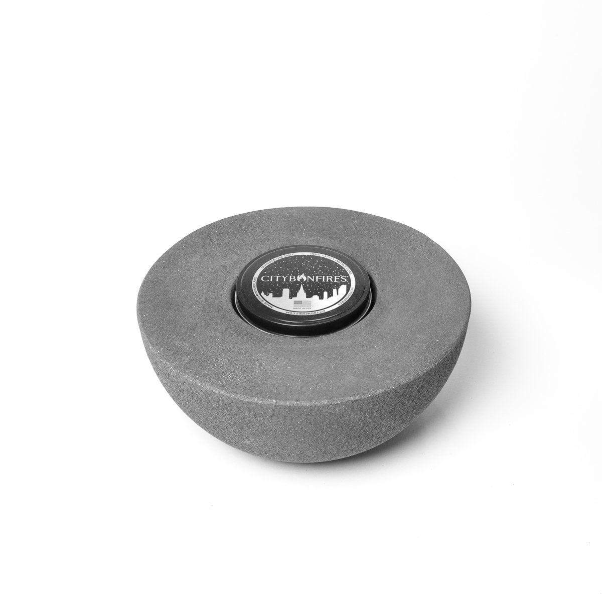 Gray stone-like bowl with a black base featuring 'CITYBONFIRES' logo on a white background