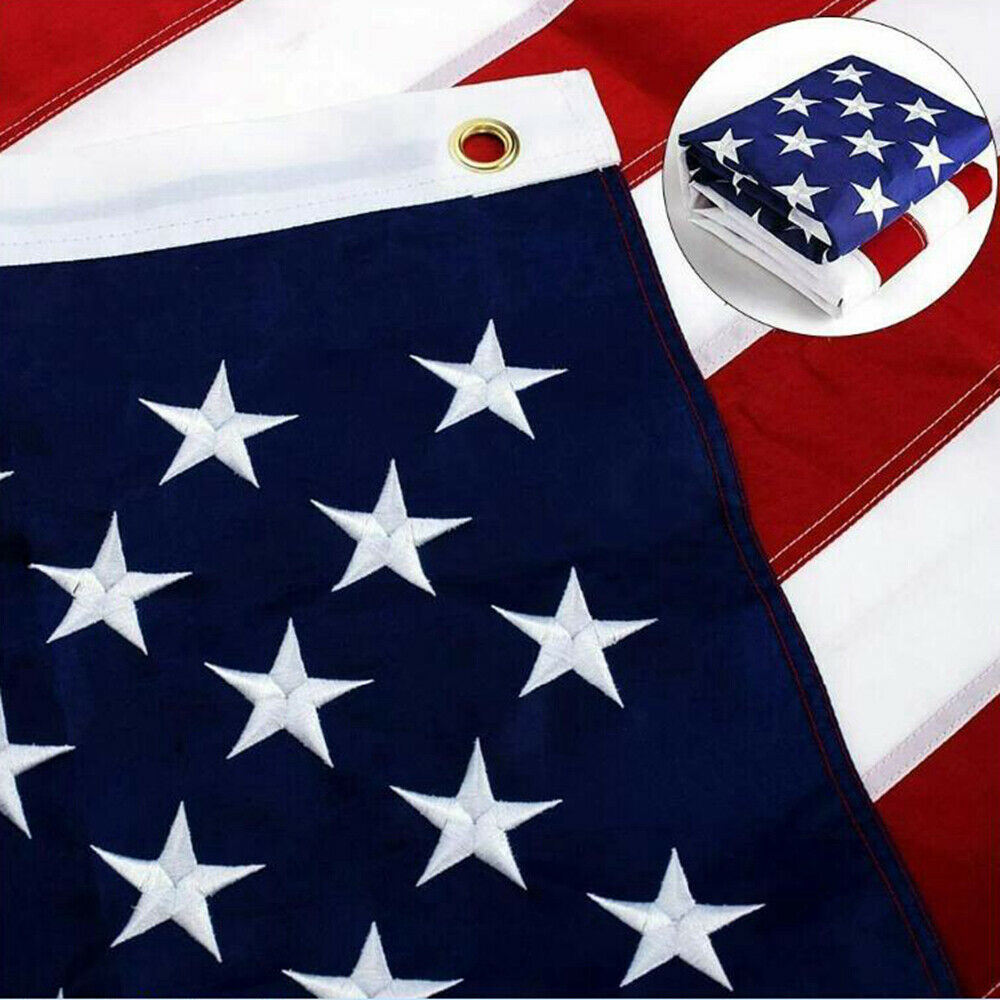 American flag with stars and stripes on a blue background