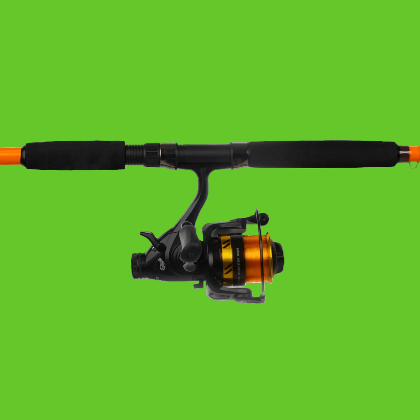 Fishing rod and reel set on a white background