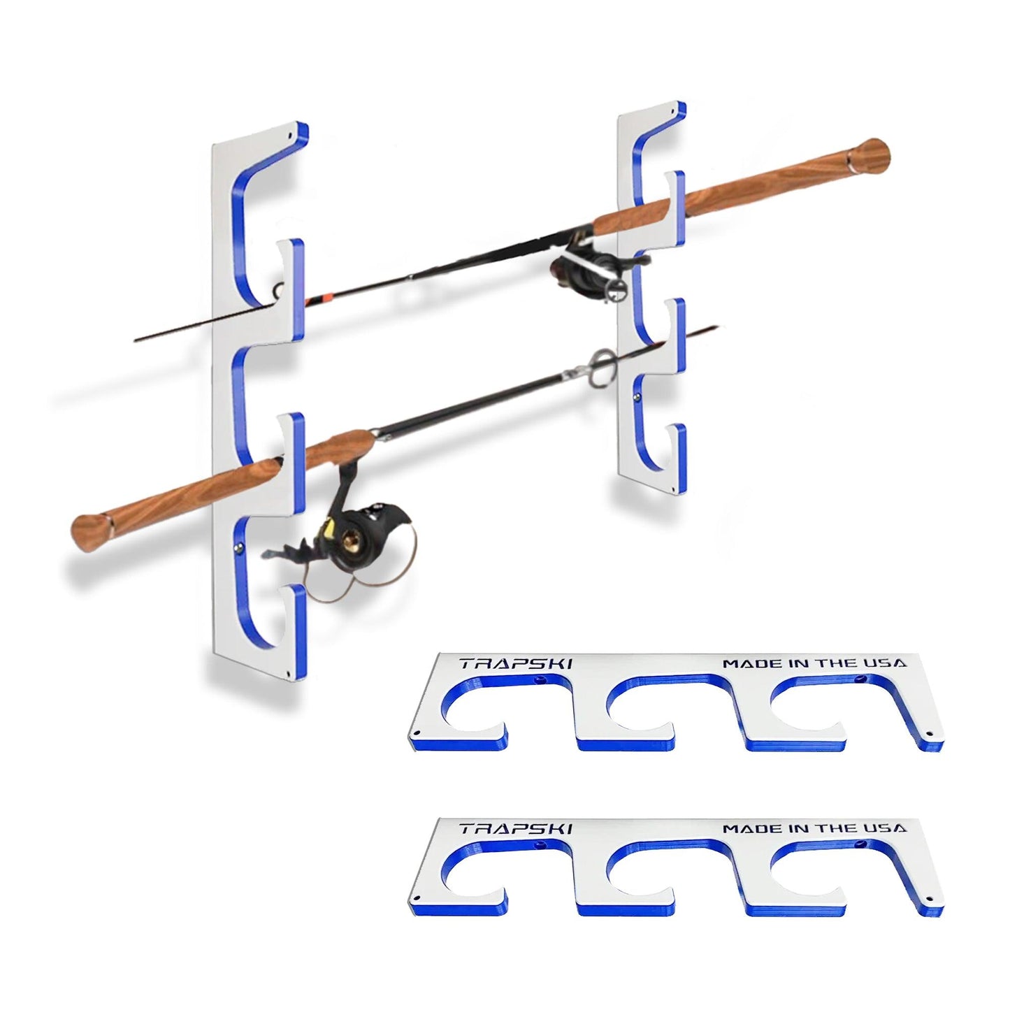 Fishing Rod Wall Rack Premium | Marine HDPE | Wall, Ceiling & Boat Mount | TRAPSKI