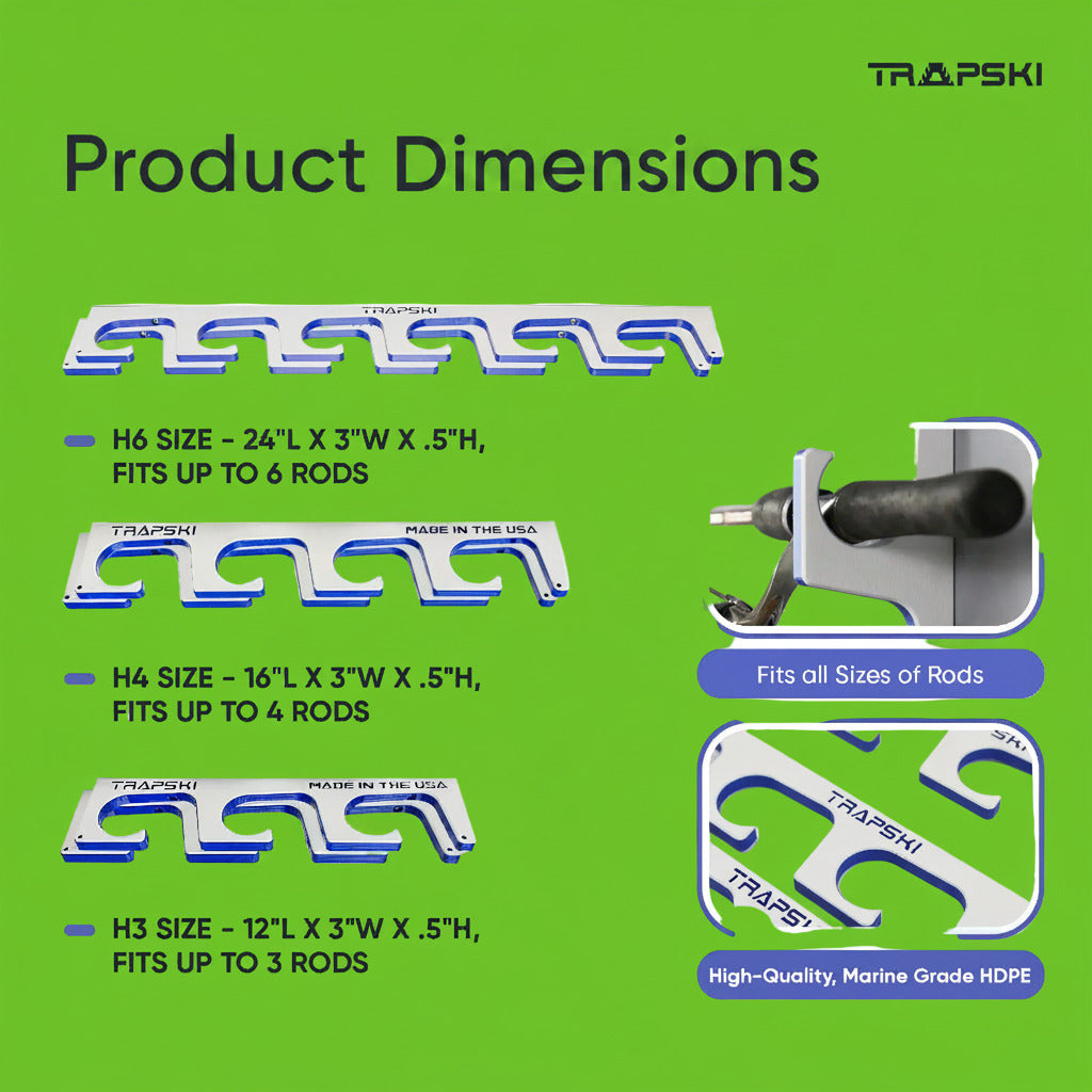 Product dimensions of TRAPSKI hardware with images and text on a white background