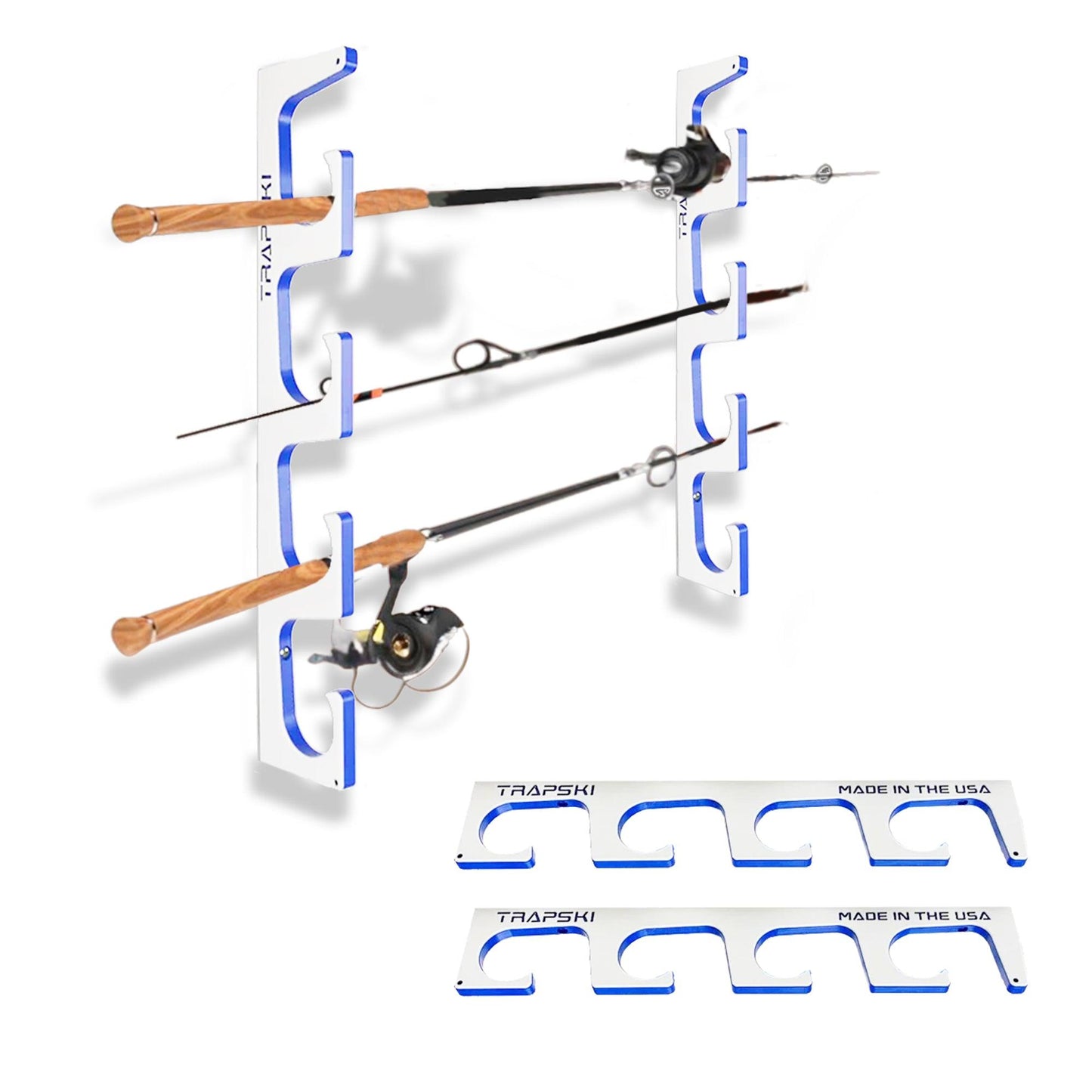 Fishing Rod Wall Rack Premium | Marine HDPE | Wall, Ceiling & Boat Mount | TRAPSKI
