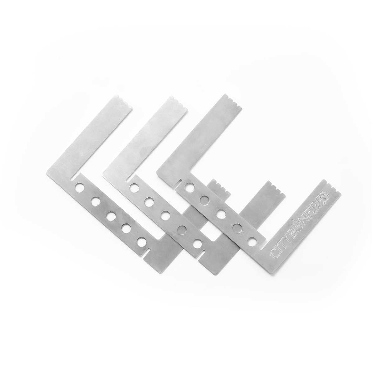 Set of metal blades on a white background