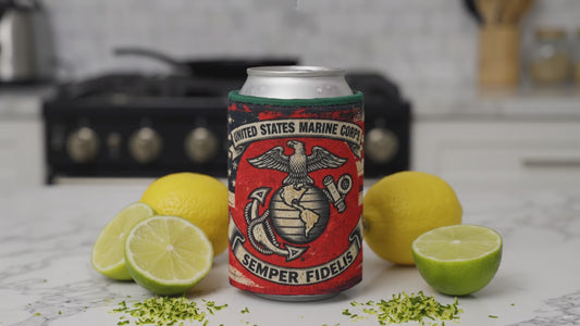 Beer Koozie | USMC Can Cooler | Personalize | SEMPER FI | Out There Camping