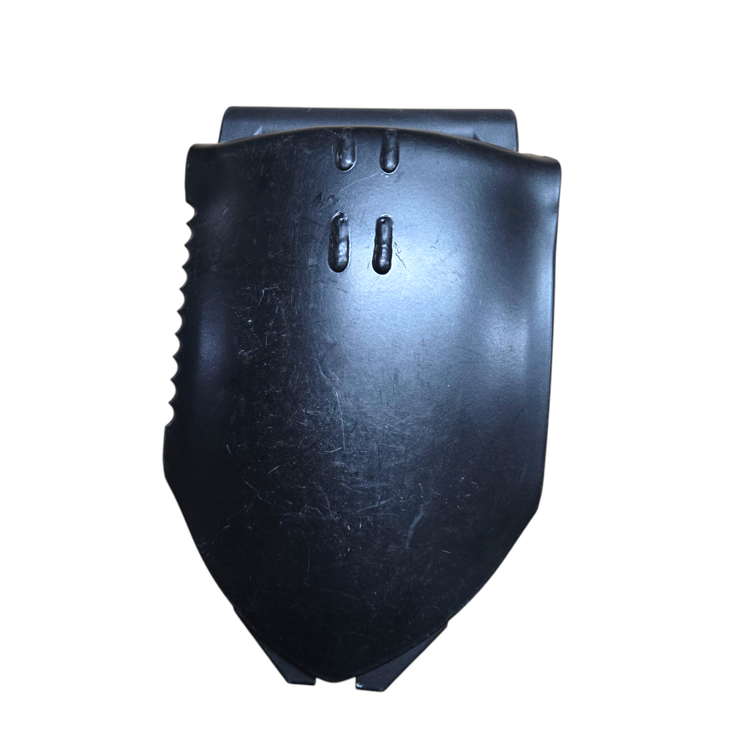 Black plastic component on a white background